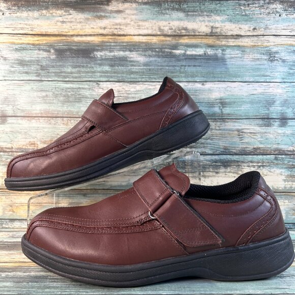 Orthofeet Lincoln Center Monk Strap Loafer Sz 9 Wide Brown Leather Comfort Shoes - Picture 3 of 12